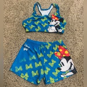 disney sports bra and spandex shorts set